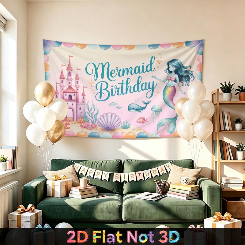Party Backdrop Birthday Castle Mermaid Photo Booth Background Front Door Decor