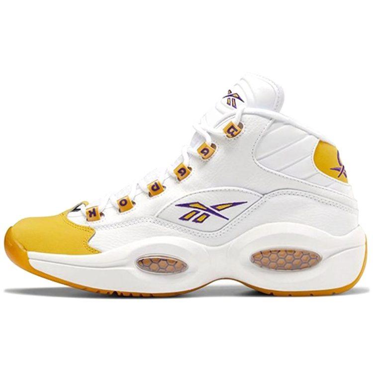Reebok Question 'Yellow Toe' Mid top Basketball Shoes Unisex White Yellow FX4278