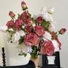 Burnt Edge Rose Artificial Rose Branch 3 Heads Fake Bouquet New Fake Peony  Wedding