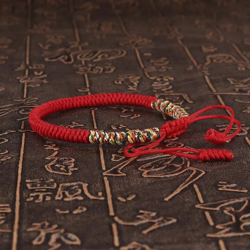 Tibetanisches Buddhistisches Glücksarmband Unisex Geflochtenes Rotes Fadenseil Verstellbar King Kong Knoten Armbänder für Damen Herren Armreifen Schmuck