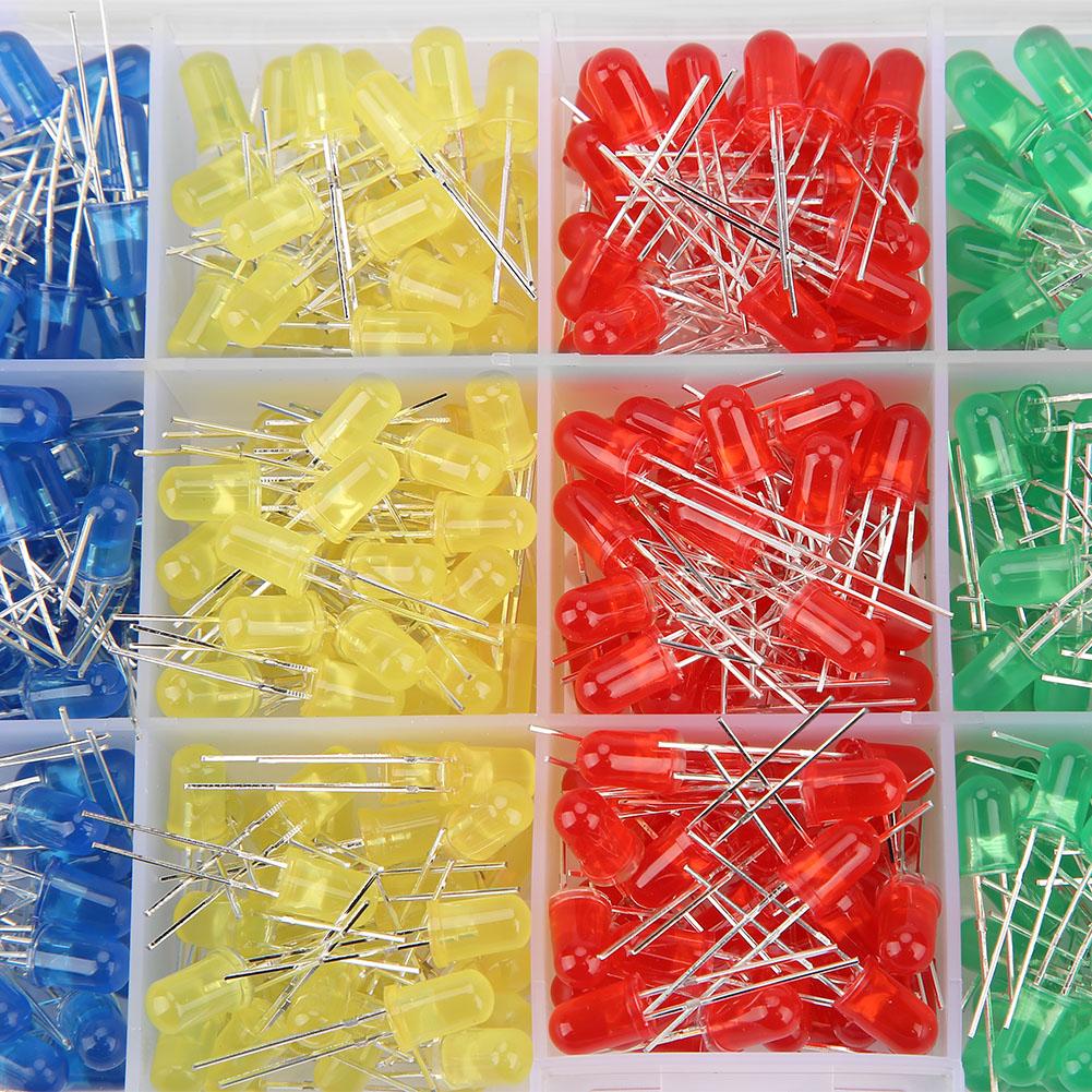 Led Diode, 500pcs 5mm Led Light Led Diode Lights Electronic Lights With Red Yellow Blue Green White Assortment Diodes Kit for Electronics