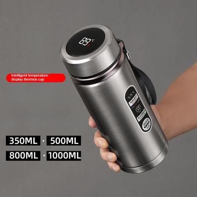 Bottiglia termica in acciaio inossidabile 304 da 800 ml-1 l, bottiglia per il tè, bottiglia per il vuoto per auto con display della temperatura a LED, tazza portatile per bere