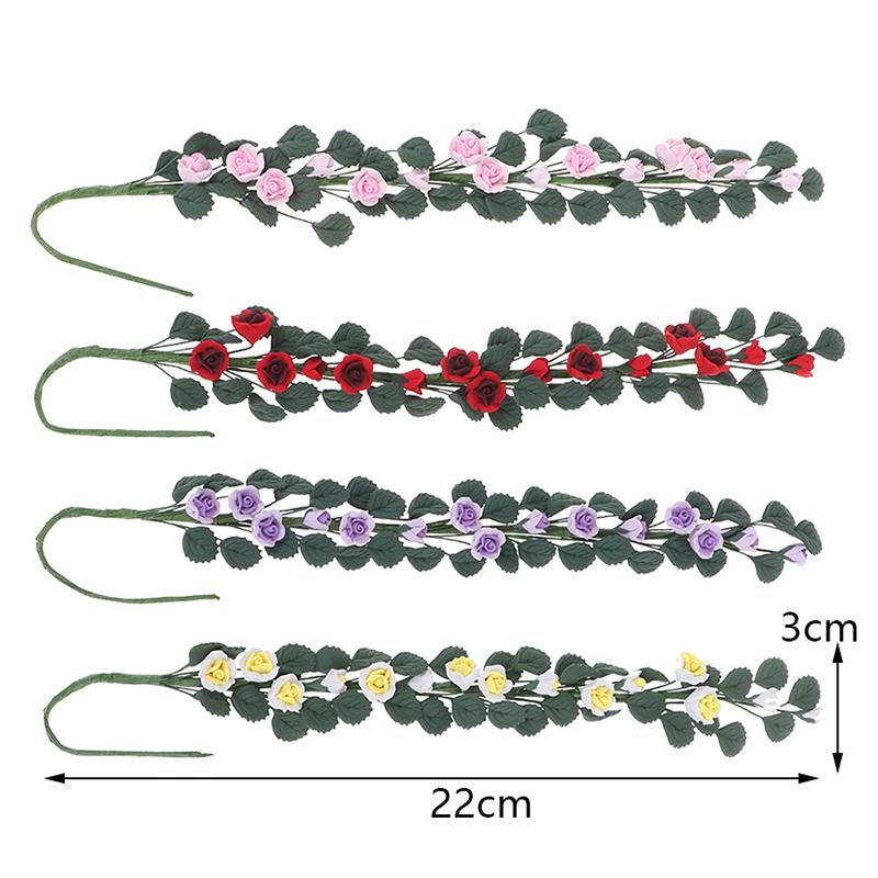 1Pc 1:12 Miniature Dollhouse Rose Flower Vine Doll House Decor Accessories