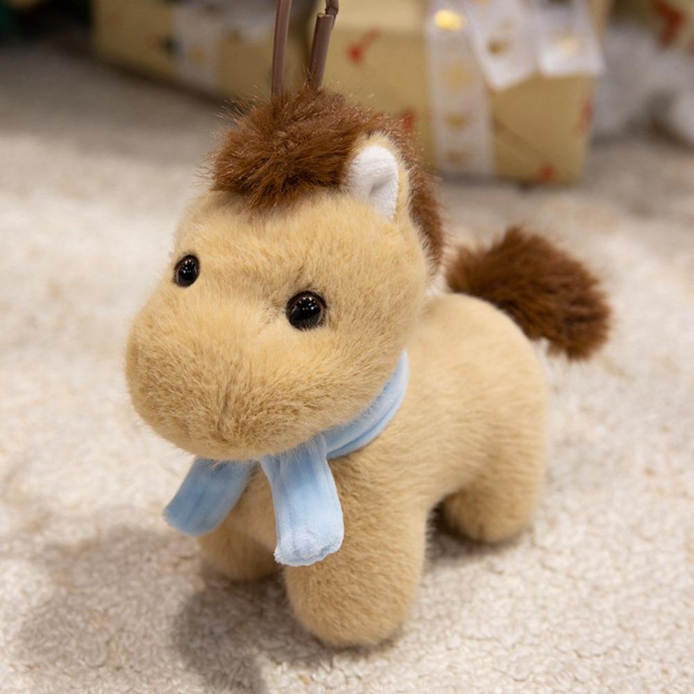 

Stuffed Pony Plush Doll Pendant Cartoon Simulation Horse Toy Keychain Room Decoration 16cm/6.3in світло-коричневого кольору