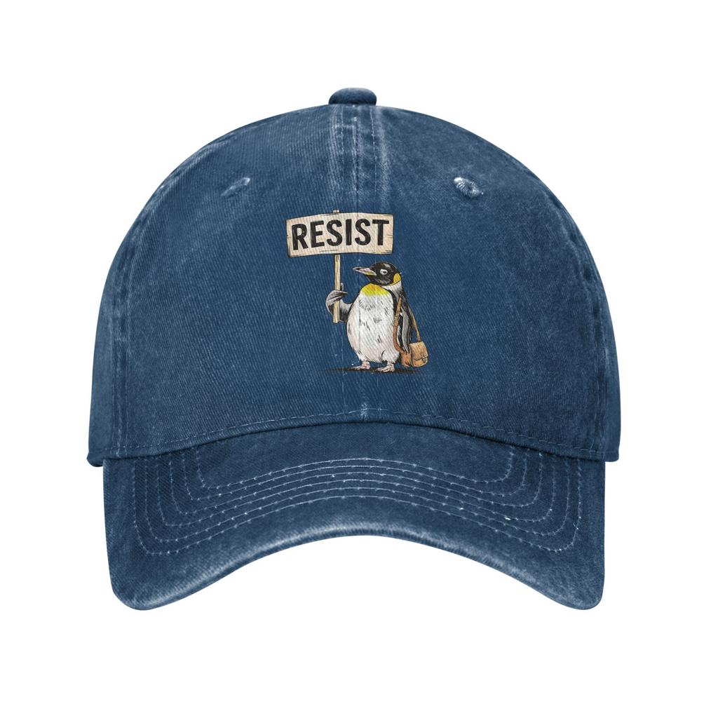 Resist Penguins Anti Tariff Printed Caps for Men Women Cotton  Trucker Hat Causal Wear Baseball Cap Adjustable