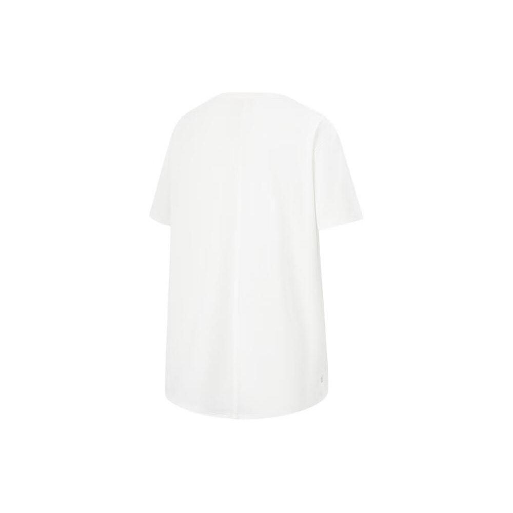 Li Ning Fitness Series Round Neck Loose Breathable Comfortable Sports Short Sleeve Regular T-Shirt Women Tops Standard-White ATSU482-1