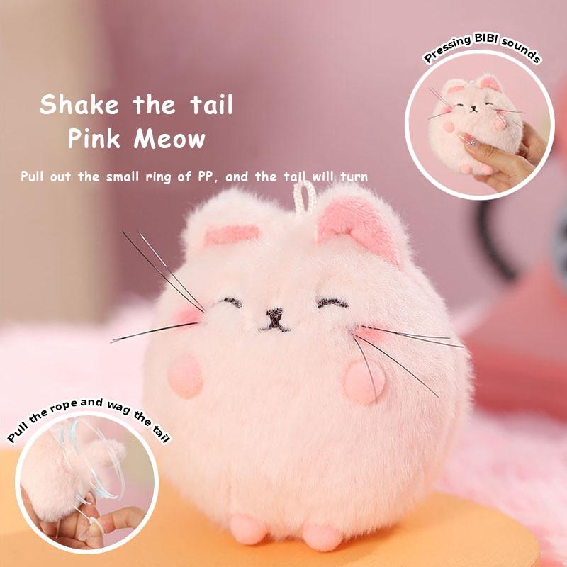 Pull The Rope To Shake The Tail Pink Cat Doll Can Call The Internet Celebrity Cat Plush Toy