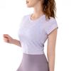 Damen Sommer Mesh Kurzarm Twist Yoga Top