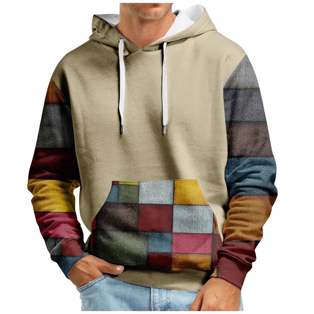 Herbst Herren Großer Kapuzenpullover mit Digitaldruck Neuer großer Basic-Pullover