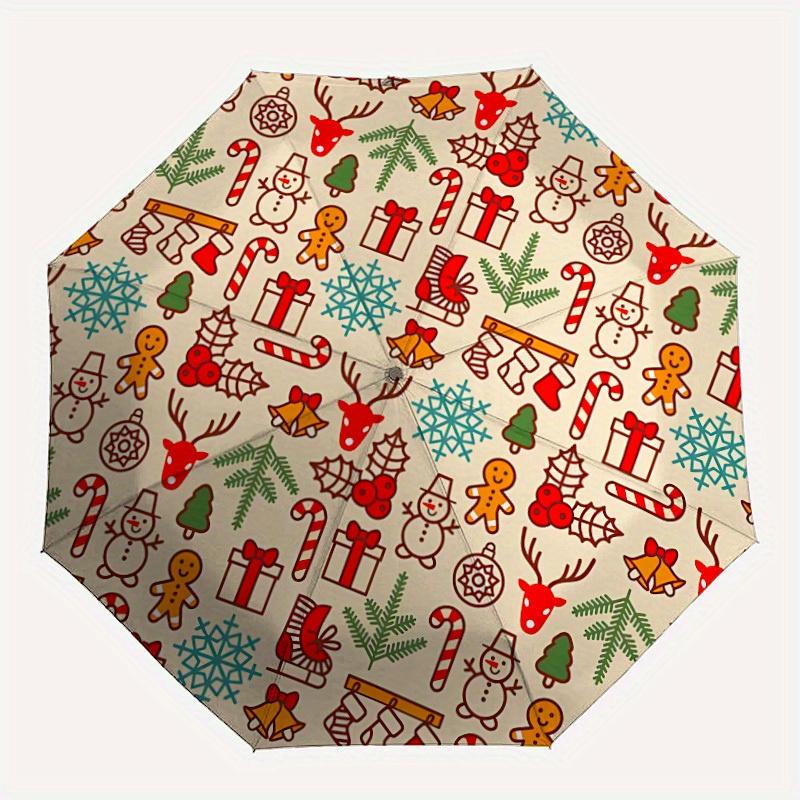 1pc Christmas Winter Automatic Open 8-Rib Windproof Umbrella, Travel & Commuting, Suitable for All Seasons