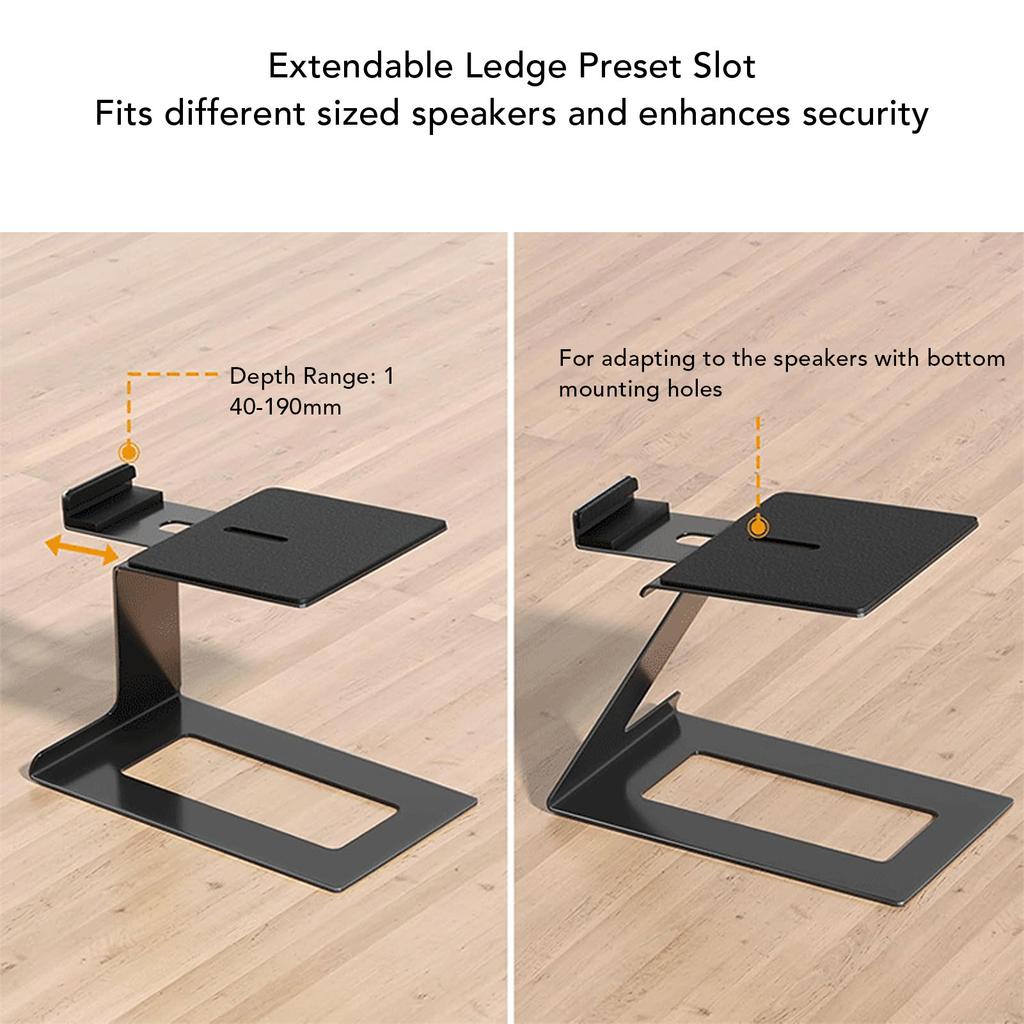 Desktop Speaker Stands with EVA Pads Carbon Steel Desktop Speaker Risers for Small Medium Computer Speakers