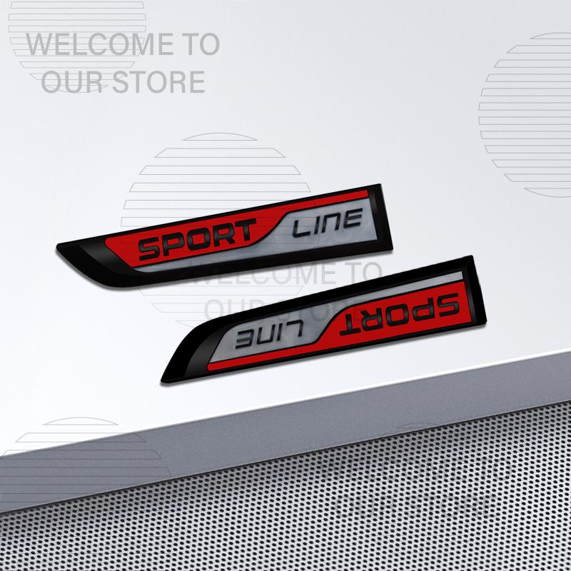 Car Decor Metal Sport Line Letter Emblem 3D Sticker Accessories For Skoda Rapid Kamiq Octavia Yeti Superb Body Side Trunk Decals