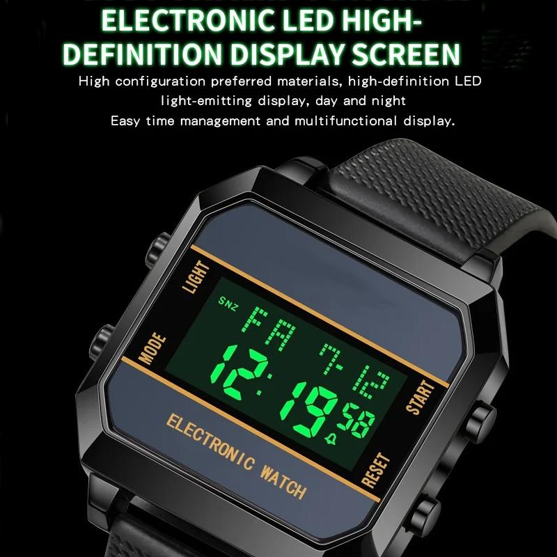 Men's Watch Business Sports Multifunctional Alarm Clock Waterproof Silicone Strap Male Student Electronic Wristwatch
