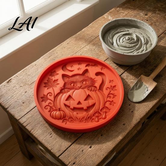 Creative Holiday Yard Ornaments Silicone Stepping Stone Mold for Halloween DIY Garden Pathway Flexible Reusable Casting Gardening Gift Ideas Concrete