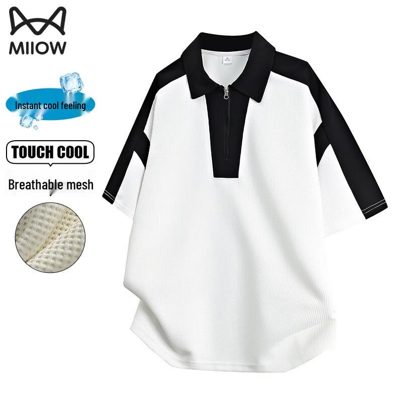 

MiiOW Men s Waffle Contrast Polo Shirt 3XL