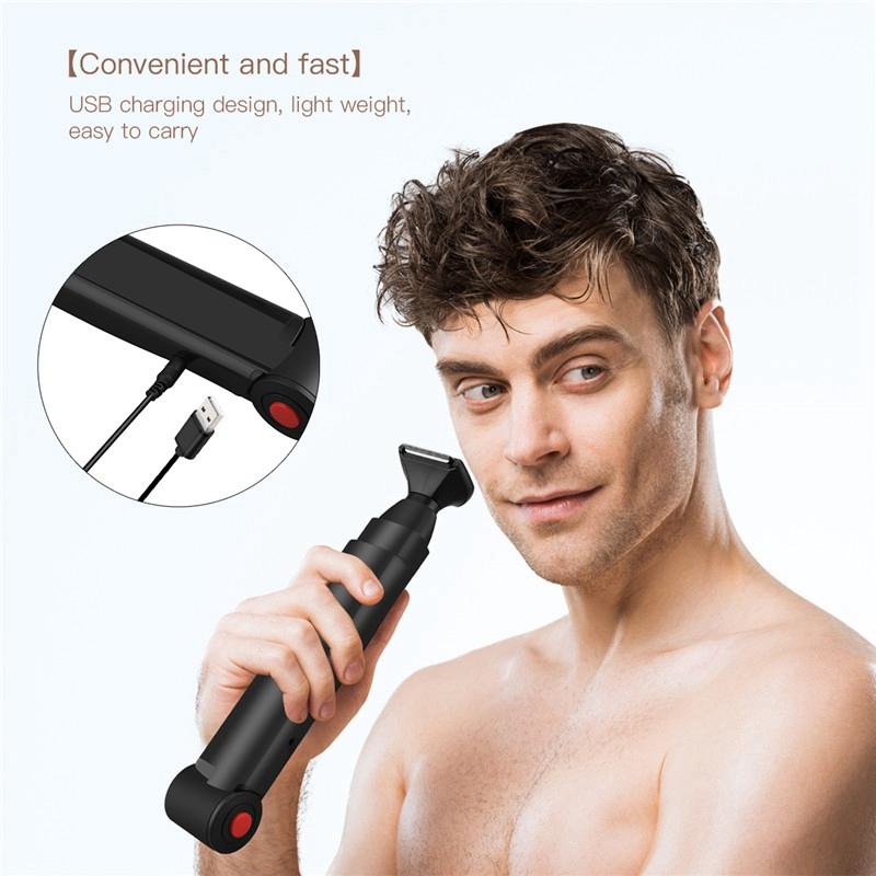 Electric Back Shaver 2 In 1 Facial Hair Trimmer Razor Rechargeable Foldable Handle Back Hair Removal Men Body Groomer