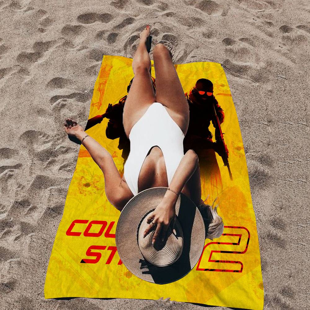 Counter-Strike CS 2 Vintage Microfiber Printed Beach Towel Mountain Climbing Yoga Beach Swimming Running Absorbent Soft Towel