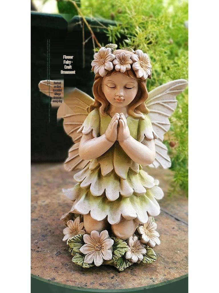 Vintage Flower Fairy Resin Garden Ornament - Angel Sculpture