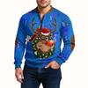 Mens Christmas Sweater Zip Up Sweatshirts Vintage Knit Graphic Sweatshirt Xmas Stand Collar Pullover