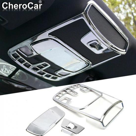 Chrome Front Reading Light Lamp Frame Trim Cover For Ford F150 2015+ Accessories