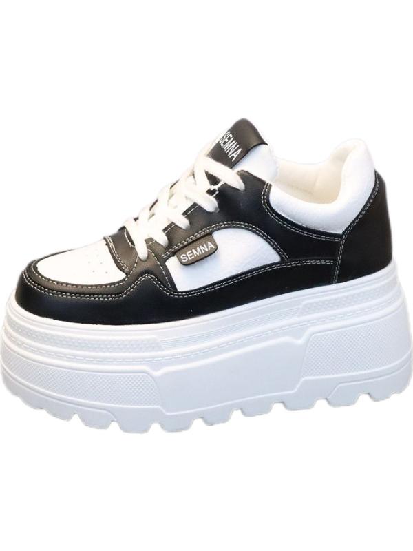 Fashion 8CM Leather Mesh Platform Shoes Wedge Sneakers for Women Hidden Heel Increased Shoes Spring Autumn Sneakers Female