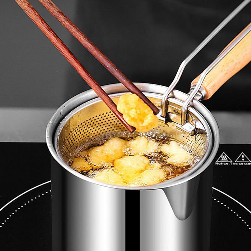 Deep Fryer Pot Stainless Steel Frying Pot With Mesh Steamer Basket Tempura Fryer Pan Fry Pot Chicken Fried Chicken Cooking Tools