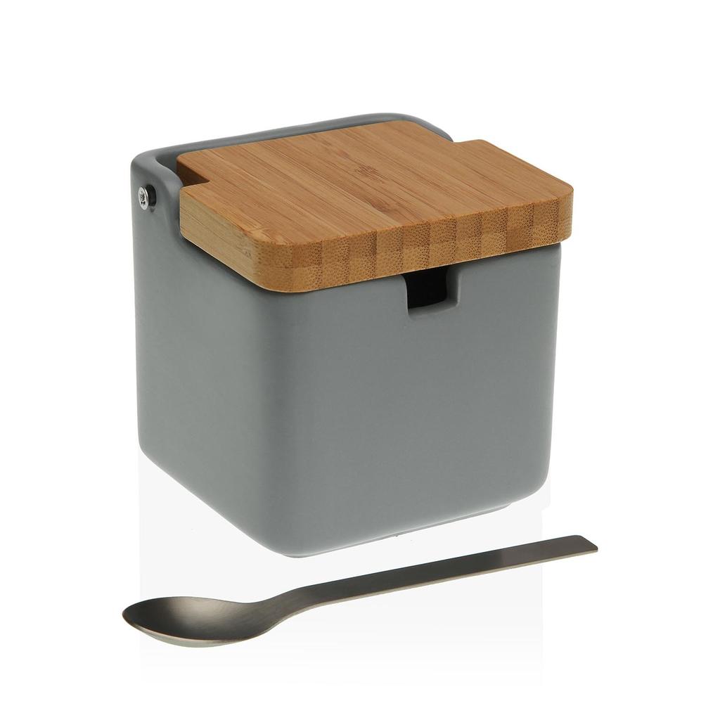 Azucarero GRIS TAPA BAMBU