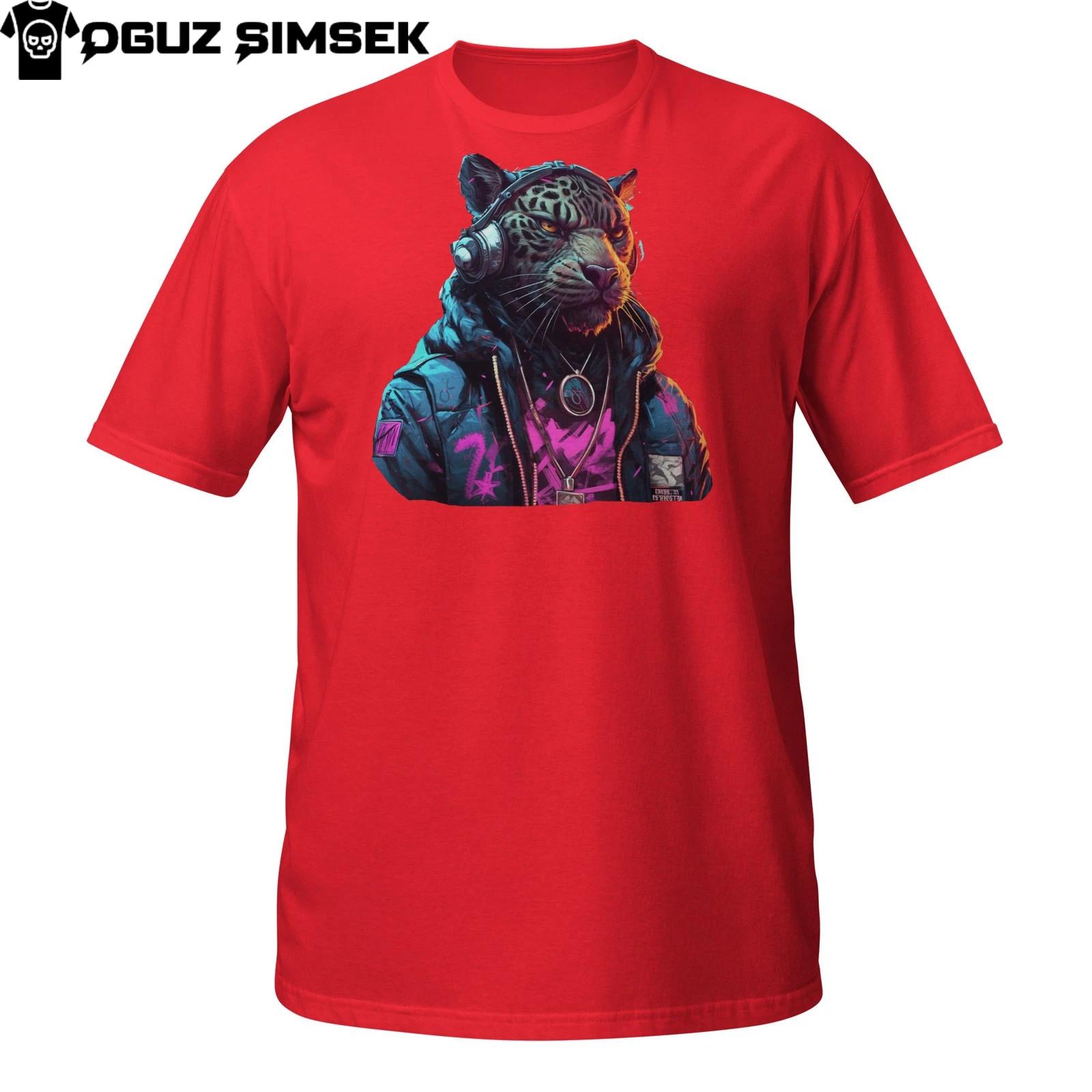 Cyber Jaguar Shirt – Neon Streetwear Panther with Headphones Unisex T-Shirt Mens Womens Tees Top 4XL