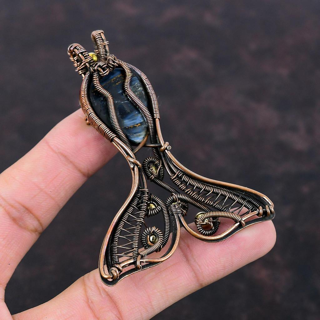 Pietersite Pendant Copper Wire Wrapped Pendant Fish Gemstone Pendant Handmade Pietersite Jewelry Boho Hippie Pendant Copper Jewelry For Gift