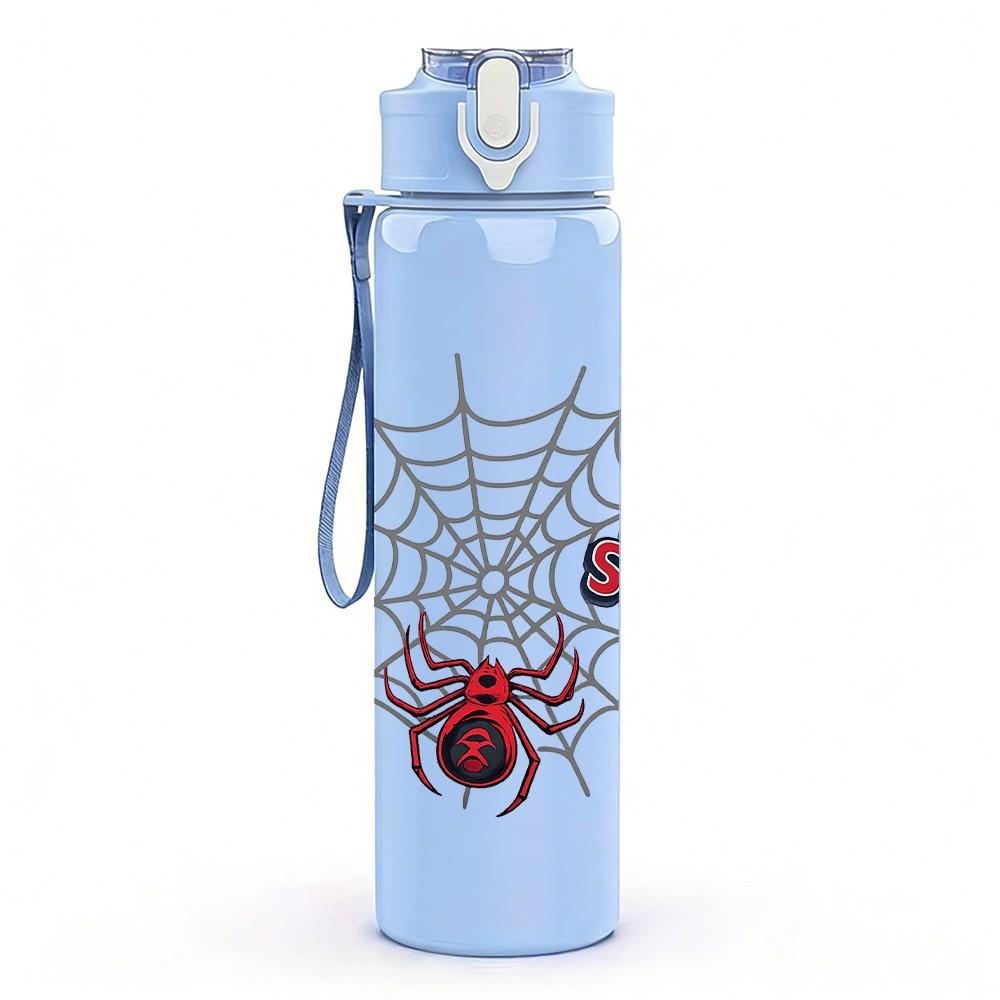 1PC Spider Web Baseball Bat Sport Print 750ml Color Plastic Sports Water Bottle Leakproof Flip Straw Lid Suitable for Sports Office Home Use