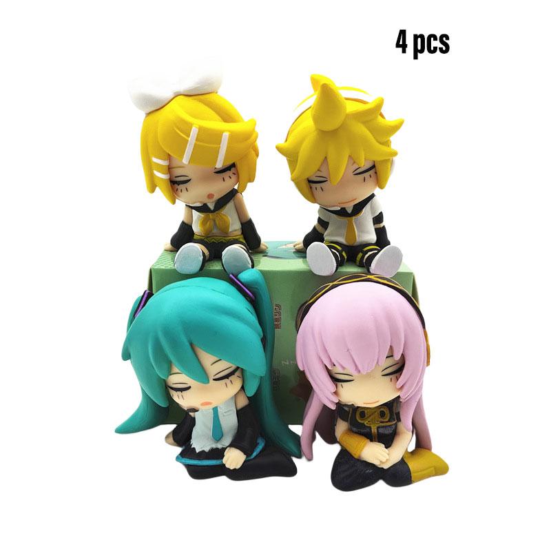 

4pcs Miku Hatsune Sleeping Figure Pvc Model Toy Anime Doll Desk Gift Decoration
