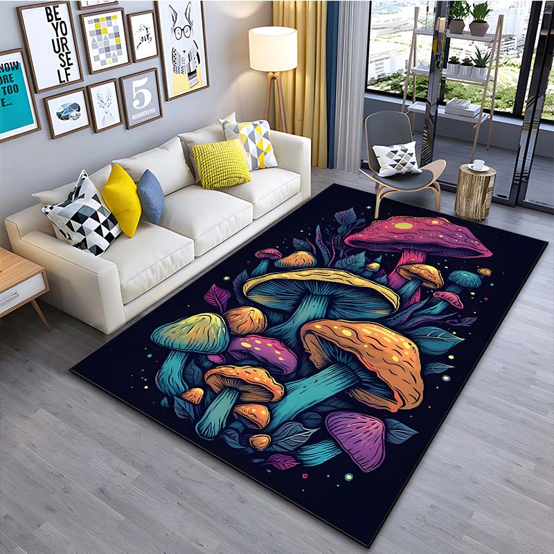 Psychedelic Mushrooms Pattern Floor Mat Carpet 15 Size Living Room Bedroom Bedside Bathroom Floor Mat Area Rug Club Home Decor