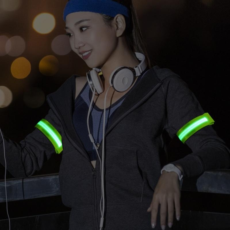 High Visibility LED Safety Armband with Reflective Strips USB C Rechargeable Reflective Wristband for Outdoor Activities
