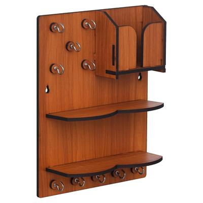 Chaveiro de madeira premium para pendurar na parede, porta-chaves, decoração de Diwali, itens para decoração de casa, cabide para chaves (10 Gancho- Madeira)