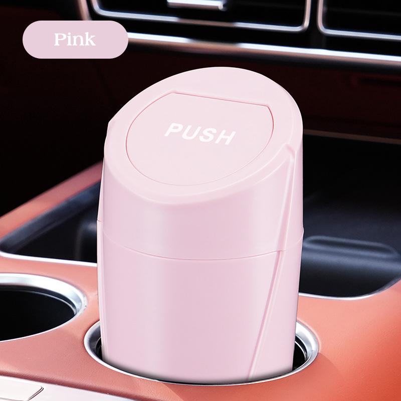 

Multifunctional Car Trash Bin Auto Flip-top Storage Boxes Rubbish Organizer Can Car Interior Garbage Container Auto Accessories рожевий