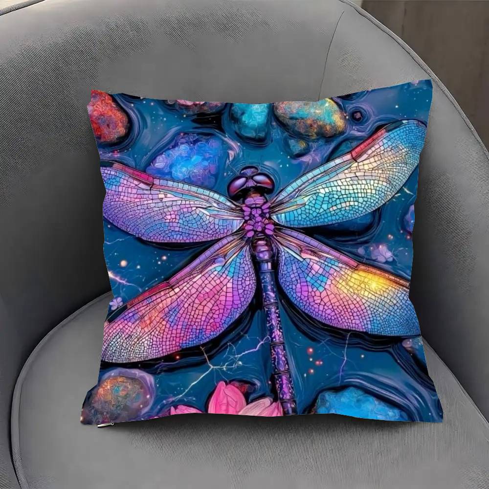 Interesting Dragonfly Pillow Case Fashion Square Pillowcase Bedroom Sofa Room Ins Decoration Leisure