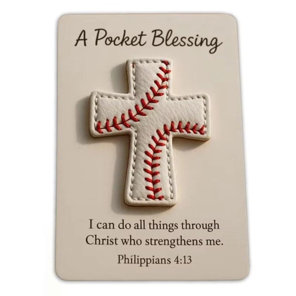 

Ручна Кишенька-Хрестик Благословення DIY Ремесло Кишеньковий Розмір Бейсбольний М яч Версія Хрестик Зняття Стресу Картка Футбольний М яч Версія Хрестик білий