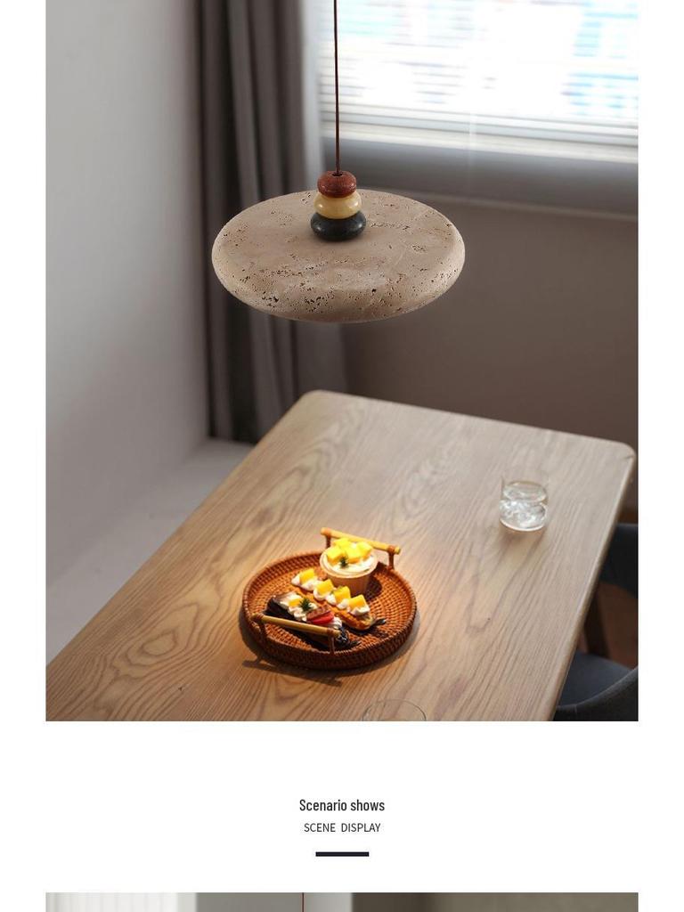 Wabi-Sabi Retro Yellow Travertine Chandelier, 2024 New Design for Dining Room or Bar Counter