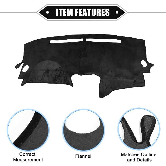 Car Dashboard Cover Mat Compatible for Nissan Altima 2007-2012, Protective Flannel Black Center Console Interior Trim Dash Board Mat