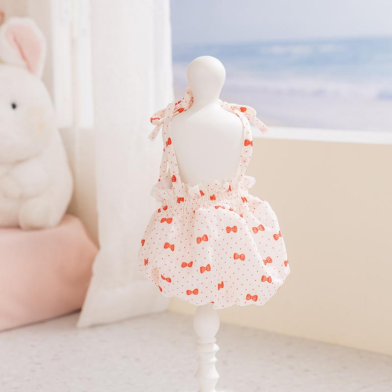 2026 New Korean-style Floral Dog Dress, Cute Bow Camisole Skirt for Small Dogs, Cats, Teddy & Bichon, Lightweight Daily Wear