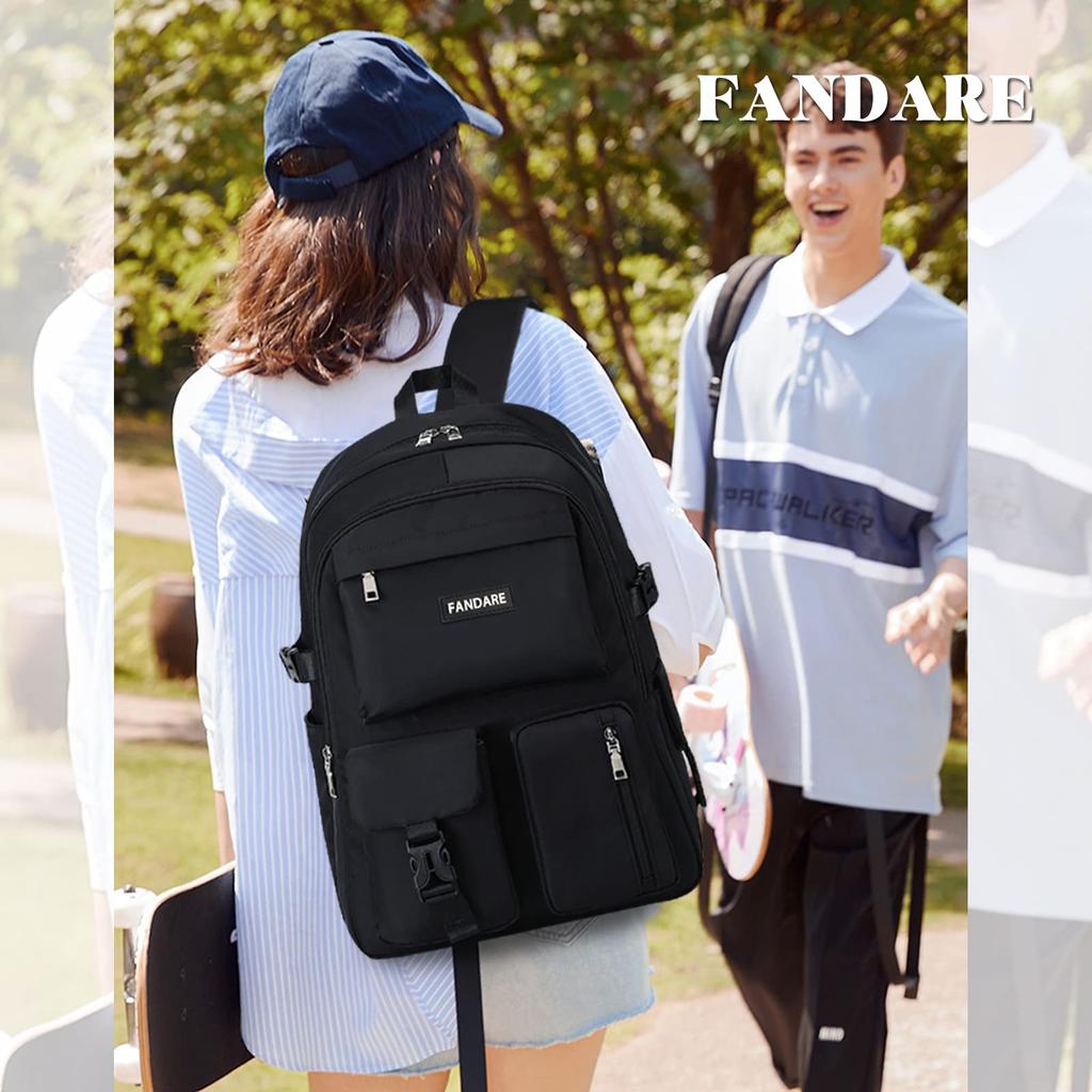 FANDARE School Backpack with 14 and a Stylish and Fits Perfect for and Women's Korean-Style 2-Layer Design, Pockets, Design. Lightweight, Waterproof,