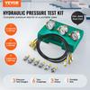Hydraulic Pressure Test Kit, 250/400/600bar, 3 Gauges 6 Test Couplings 3 Test Hoses, Excavator Hydraulic Test Gauge Set with Portable Carrying Case