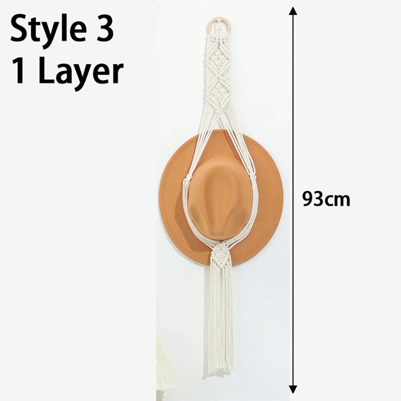 Macrame Hat Hanger Cap Holder Organizer, Wall Hats Holder Hanging Caps Closet For Caps Boho Home Storage Display MZSNJ04