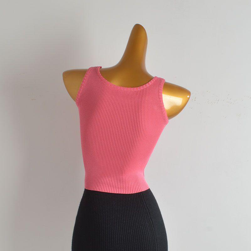 Stylish Heavy Industry Beads Diamond Letters Print Knitting Vest Women's Summer Silm Slim Looking All-Matching Sleeveless Tops