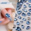 Elegant Blue Crystal Nail Art - Large & Irregular Rhinestone Accessories with Crooked Peach Hearts