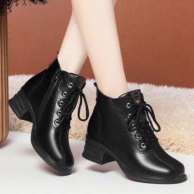 Autunno Inverno Nuova Moda Stivali da Donna Stivaletti Corti Britannici Stivali di Cotone Marea Piatti Caldi Tacco Spesso Più Pile Stivali in Morbida Pelle