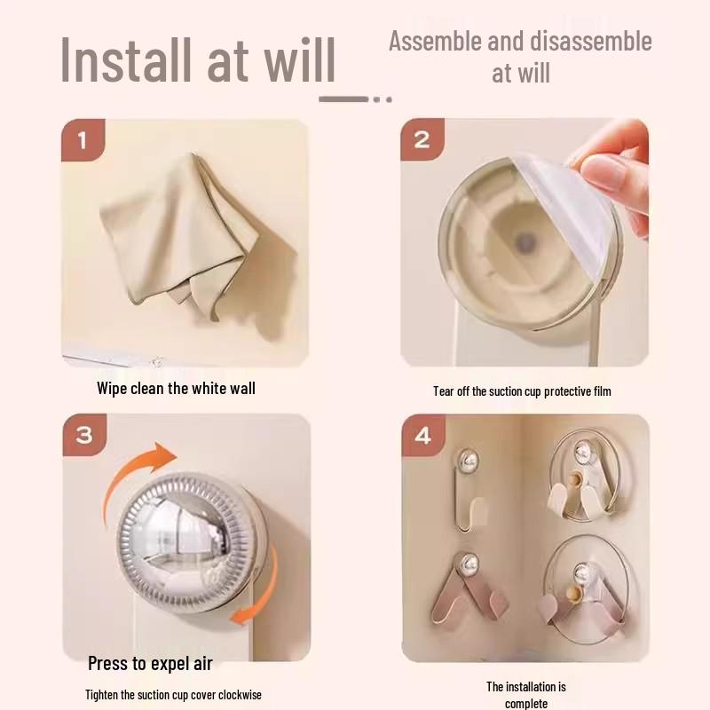 Rotating Pot Lid & Cutting Board Holder - Punch-Free, Wall-Mounted Kitchen Storage with Suction Cup