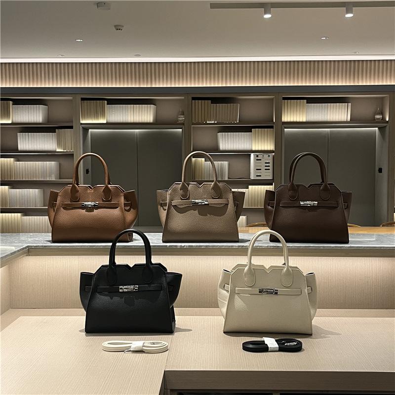 Spring New High-end Bag, Lychee Pattern Lock Wing Bag, Portable Shoulder Women's Bag