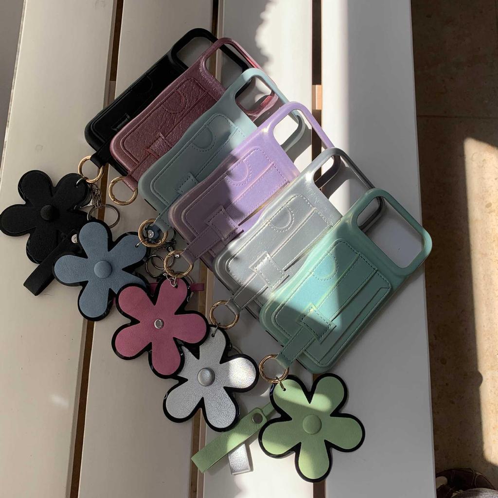 Flower Wrist Strap Card Holder & Coin Purse for iPhone 17 Pro Max/15 Pro/14 Case (Women's)