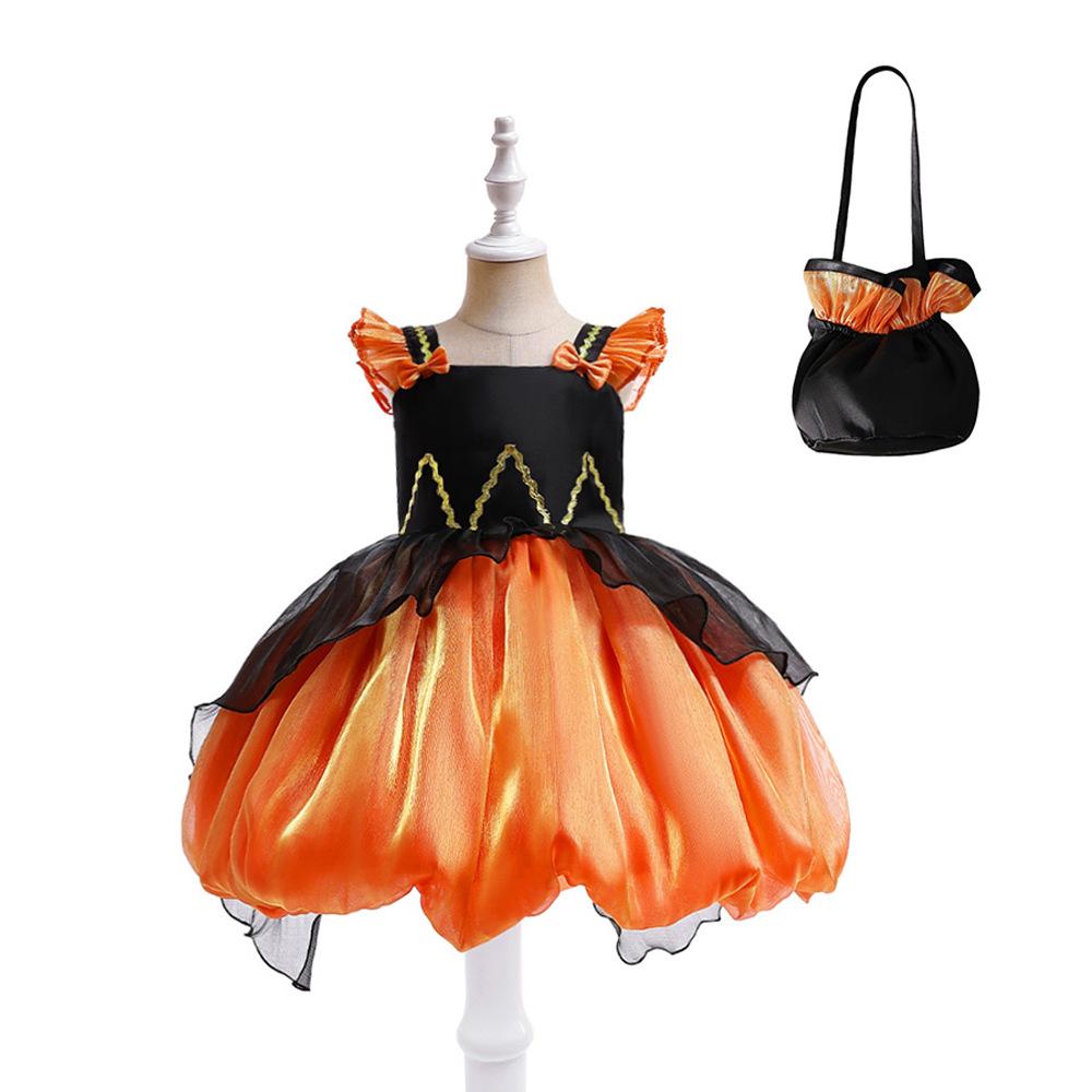 Kids' Halloween Witch Cosplay Cartoon Print Dress